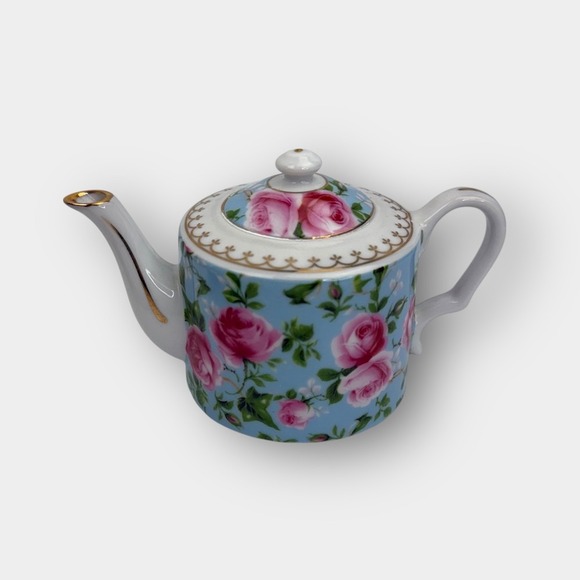 Vintage Sorelle porcelain floral trinket box set round oval heart with teapot - Picture 5 of 7